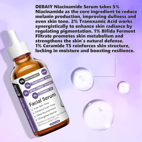 DEBAIY 5% Niacinamide Facial Serum with Tranexamic Acid Enhance Even Tone & Strengthen Skin Barrier (4.06fl.oz/120ml)