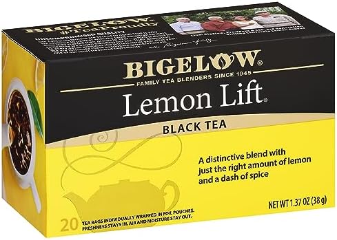 Bigelow Tea Lemon Lift Black Tea Bags Box, 20 Count (Pack of 6)