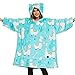 Produktbild THREE POODLE Decken Hoodie, Oversize Hoodie Decken Pullover Kuschelpullover für Damen Herren Kinder, Warm und Weiches Futter, Übergroßer Hoodie Sherpa-Decke, Verschiedene Muster Verfügbar