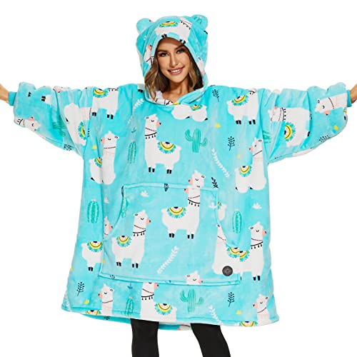 THREE POODLE Wearable Blanket Hoodie for Women, Oversized Sherpa Sweatshirt Blanket for Adults Men, Cozy Alpaca Hooded Blankets, Gifts for Teen Girls Women Mom Sister by THREE POODLE - Used condition - US$32.08