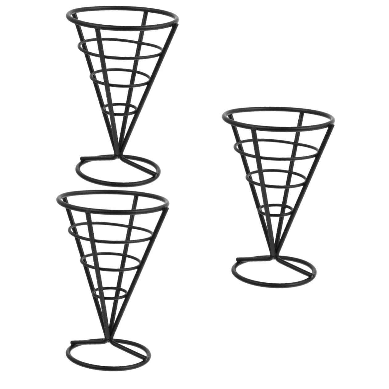 Ciieeo 3 Pcs Fry Cone Holder French Fries Stand Iron Cone Basket Versatile Snack Basket