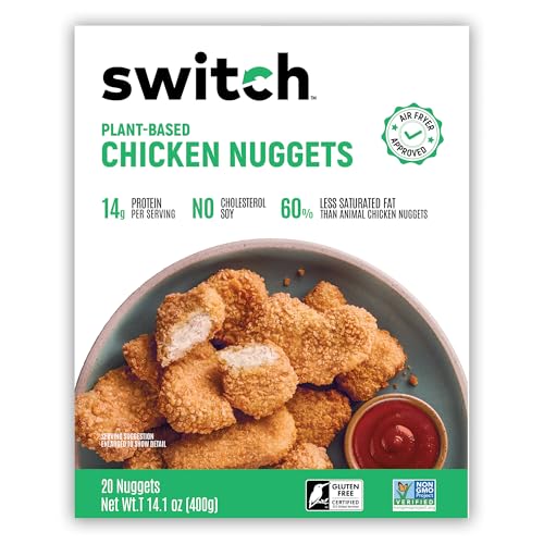 Switch Foods Plant-Based Chicken Nuggets | Vegan | 14g Protein | Soy, Gluten, GMO, Allergen, & Dairy Free | Halal | 20 Pieces | 14.1 Oz