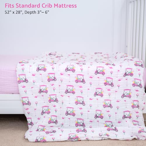 Image of LollyBanks Muslin Crib Sheet, 100% Cotton Fitted Crib Sheets for Girls