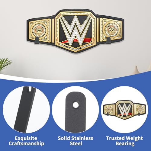 AIHSUMC 8 Pcs Wrestling Belt Wall Display Holder, Championship Wall Mount Organizer, Perfect for WWE Belt Hanger for Adults & Kids, Easy to Install Title Belts Organizer Holder for Wall