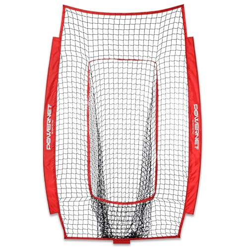 PowerNet 4x7 FT Portable Infielder Training NET ONLY, Softball & Baseball Replacement Practice Net for Pitching and Hitting, Ball Catcher Pocket, 28 SQFT Protection (Red)