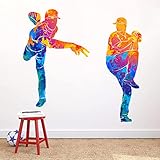 WOYINIS Colorful Baseball Player Wall Decals Sport Theme Baseball Wall Stickers Peel & Stick Colors Splash Wall Art Decor for Boys Teens Room Kids Bedroom Playroom Decoration