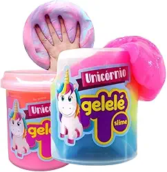 Slime De Unicórnio Gelelé Massinha Meleca Balde Tradicional Brinquedo Diversão Coloridos (Kit 2 Potes Com 152 Gramas)