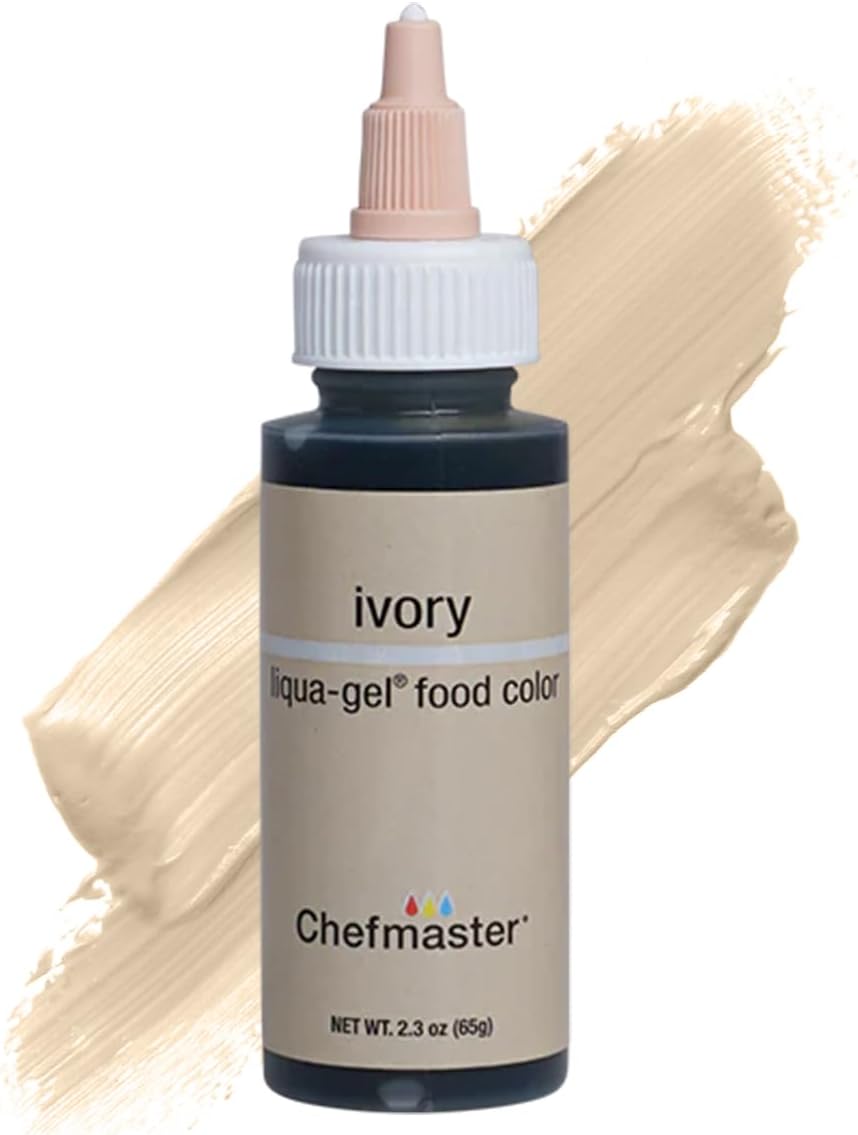 Chefmaster Ivory Liqua-Gel® Food Coloring | Vibrant Color | Professional-Grade Dye for Icing, Frosting, Fondant | Baking & Decorating | Fade-Resistant | Easy-to-Use | Made in USA | 2.3 oz