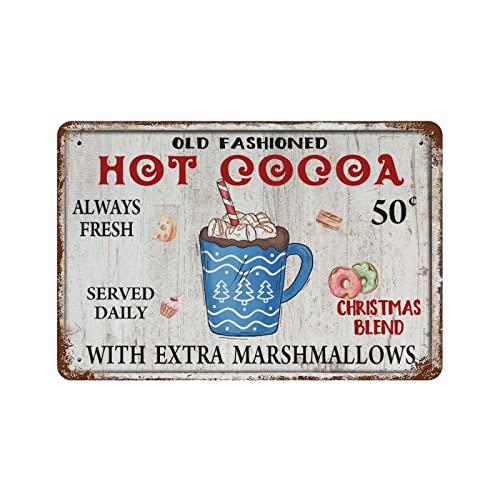 Panneau de Noël décoration murale cuisine vintage Christmas Hot Cocoa Santa Claus 30x45cm
