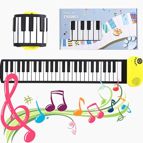 XUBX portátil Instrumento de música electrónica de la Mano del Rodillo, portátil Flexible de 49 Teclas enrollables Suave Teclado del Piano, Flexible Plegable Enrollable Educativo de música