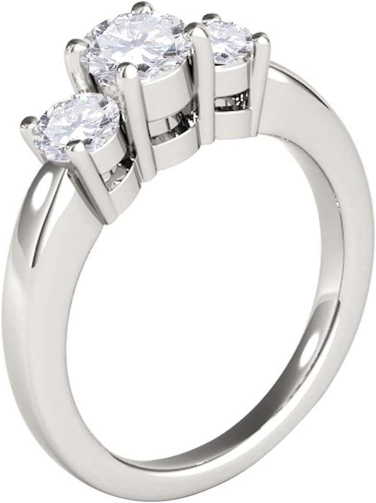 MauliJewels Engagement Rings Women 1 Carat Three Stone Diamond Engagement Ring Crafted Prong-Setting 14k Solid Gold