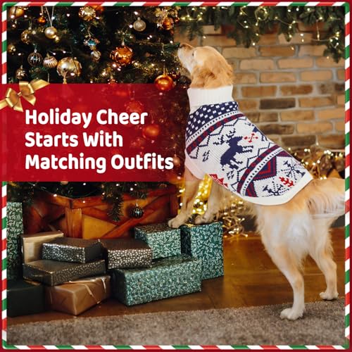Image of Cozy Stretch Dog Turtleneck Sweater -Dog Christmas Sweater Pullover, Soft Warm Knit Dogs Sweaters for Boy & Girl Pets,Cold Weather Outfit for Small Medium Large Pups,White Deer S