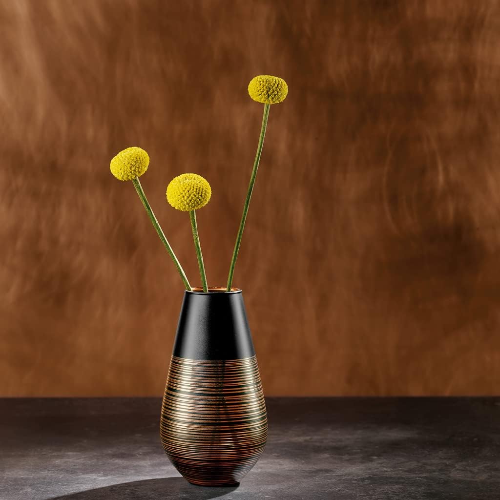 Villeroy & Boch Manufacture Swirl Vase, 18 cm, Crystal, Black/Bronze