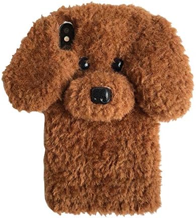 UnnFiko Super Cute Teddy Dog Fluffy Fur Case Compatible with iPhone 7 Plus/iPhone 8 Plus, Fuzzy Furry Warm Plush Soft TPU Winter Case Protective Covers (Teddy Brown, iPhone 7 Plus / 8 Plus)