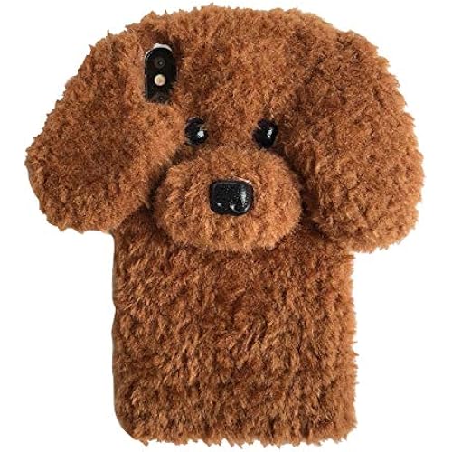 UnnFiko Super Cute Teddy Dog Fluffy Fur Case Compatible with iPhone 11 Pro Max, Fuzzy Furry Warm Plush Soft TPU Winter Case Protective Covers (Teddy Brown, iPhone 11 Pro Max)