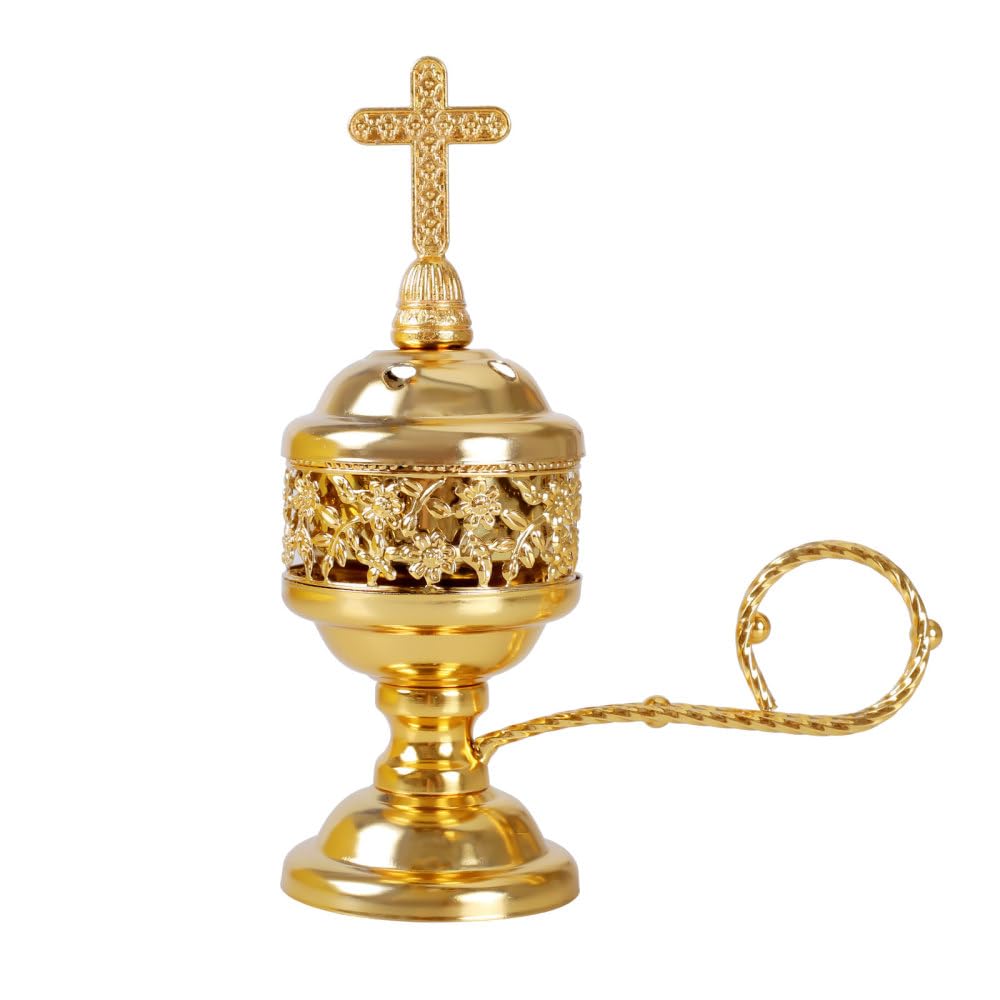 Bdkmms Gold Incense Burner, Metal Aroma Burner Stand Frankincense Charcoal Incense Holder Home Decoration For Aromatherapy, Yoga And Spa, Home And Christian Church Censer