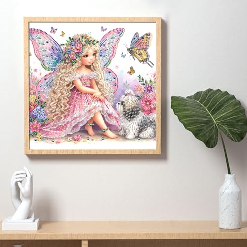 Image of AiYuanzsh Diamond Art Painting Kits for Adults, 5D Special Shape Diamond Art Kits for Beginners, Crystal Rhinestones Diamond Art Painting for Home Wall Decoration Gift 12x12 inch, Princess Elf