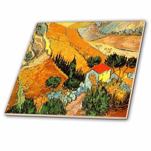 3dRose ct_48156_4 Van Gogh Landscape Ceramic Tile, 12-Inch