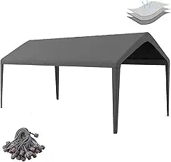 Birodeko Cobertura De Substituição Para Garagem 12' X 20' Tenda, Oxford 800D À Prova D'Água E Com Proteção Uv, Estrutura Não Incluída (Cinza Escuro)