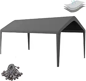 Birodeko Cobertura De Substituição Para Garagem 12' X 20' Tenda, Oxford 800D À Prova D'Água E Com Proteção Uv, Estrutura Não Incluída (Cinza Escuro)