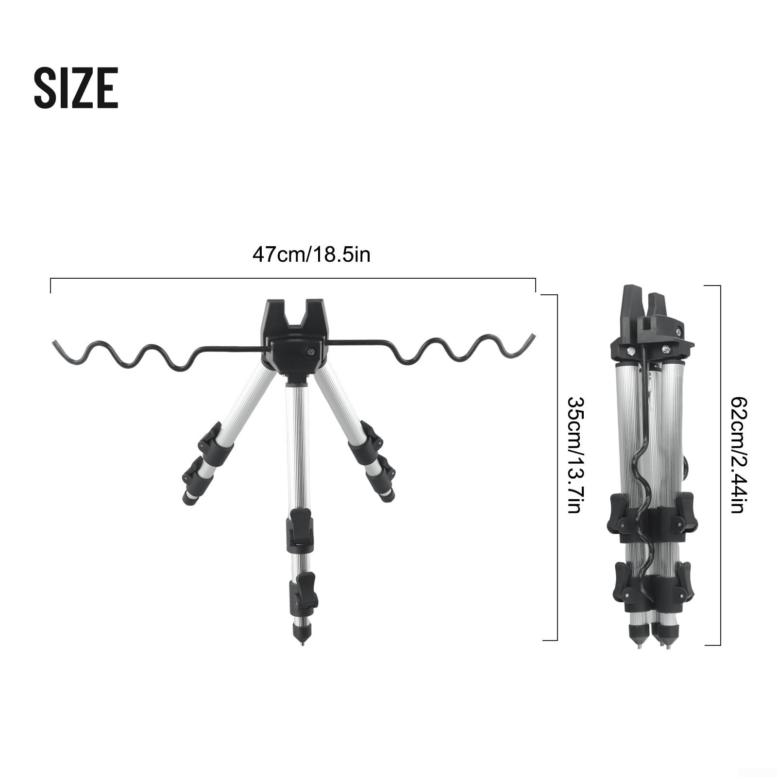 Fishing Pole Tripod Bracket, Adjustable Fishing Pole Stand, Portable Folding Fishing Rod Tripod Stand For Outdoor, Telescopic Tripod Stand For Fishing Poles, Fishing Rod Holder For Ground(A Silver)