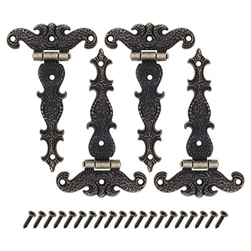 Create idea Bisagras antiguas de bronce con bisagras talladas retro decoración de muebles de madera, herrajes para puerta de metal caja de madera cajón de gabinete caja de almacenamiento de joyas