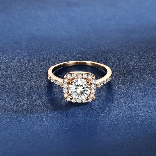MDFUN Halo Ring 18K Yellow Gold Plated Cubic Zirconia Promise Engagement Promise Eternity Ring for Women Size 5-104