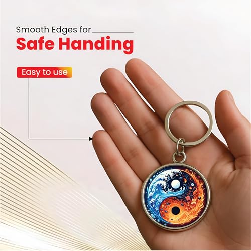 Image of MG | Protective Evil Eye /Spiritual Symbols /Om /Motivational Keychains | Double-Sided Metal Key Ring | Good Luck and devine Charm for Car, Bike, Home & Office