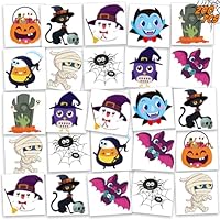200 Pcs Halloween Temporary Tattoos for Kids, Halloween Party Favors, Trick or Treats for Party Supplies Favors, Goodie Bags, Halloween-Themed Prizes Assorted Gifts,1.89\" x 1.89\",10 Designs