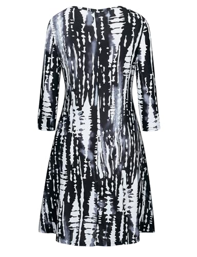 Image of Tanst Sky Womens Casual Round Neck Plus Size Floral Tunic Shirt Dress with Pockets