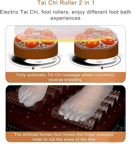 Masajeador de pies con baño y calefacción, 4 modos, 10 rodillos motorizados de maíz, burbujas, masaje profundo de pies con control remoto y ajuste digital de tiempo y temperatura miniatura 3