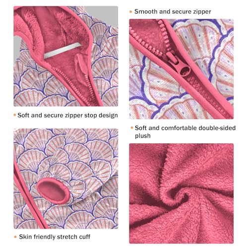 Scallop Toddler Fleece Jacket Baby Girls Hooded Zipper Long Sleeve Thick Warm Outerwear 3-10 Years3