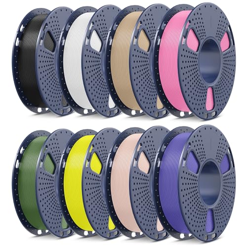 Image of SUNLU PLA Filament 1.75mm Bundle, 3D Printer Filament Bundle 250g, 8 Rolls, 2kg Total, Black+White+Wood(Oak)+Beige+Yellow+Pink+Lavender Purple+Olive Green