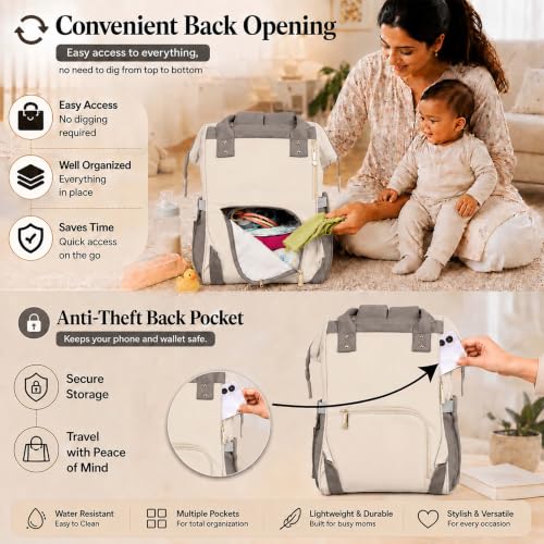 Image of Motherly Patented Design Maternity Diaper Bag with Accessories | Waterproof Baby Travel Bag | Multi-Pocket Organizer for Newborn Essentials & Hospital Use (Envy Series)