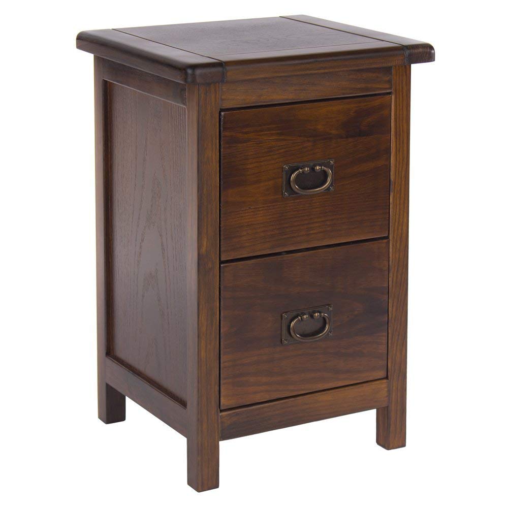Core Products Tilsbury 2 Drawer Petite Bedside Cabinet - Brown - Pine & Ash Veneer - H 53 x W 36 x D 32 cm