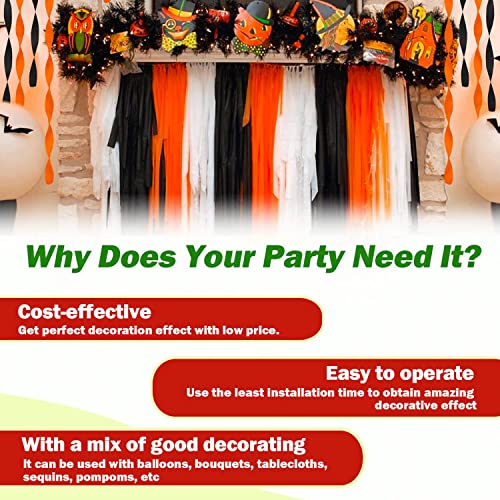 Image of Orange Crepe Paper Streamers 8 Rolls, Party Streamers for Birthday Wedding Baby Bridal Shower Decorations Halloween Christmas Craft Supplies (1.8 Inch x 82 Ft /Roll,656ft)