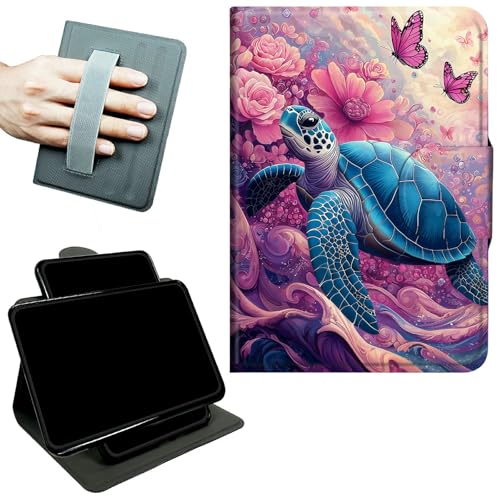 RWUTYTIUL Schutzhülle mit drehbarem Griff für Samsung Galaxy Tab S8 Plus 2022/S7 FE 2021/S7 Plus 2020 12,4 Zoll, 360 Grad drehbarer Ständer mit Magnetverschluss, Leder-Schutzhülle, rosa