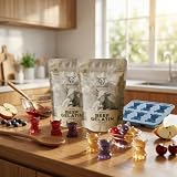 Gummibärchen Set zum Selbermachen - 2 x 500 g Rindergelatine + Gratis Silikonform - Gesunde Gummibärchen selber machen - Zuckerfreie Fruchtgummis - Protein Gummies