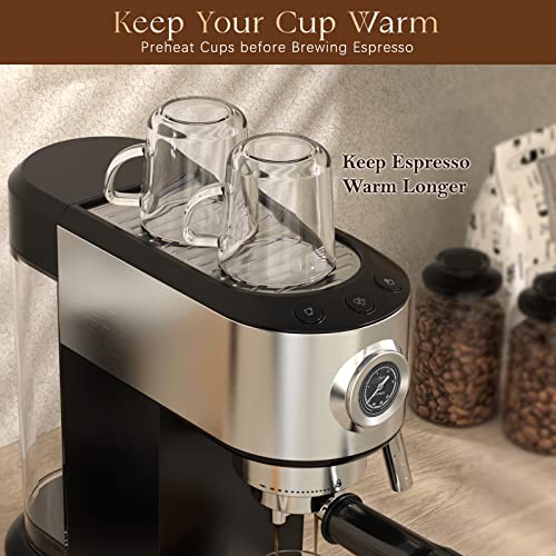 Small Espresso Machine, Frossvt 20 Bar Espresso Maker With Milk Frother/Steam Wand For Latte And Cappuccino, Compact Expresso Coffee Machines With 47 Oz Removable Water Tank For Home And Office, Black #TOP4