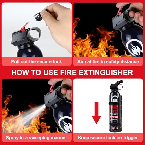 Image of ABC Fire Extinguisher for Home and Vehicle - 4 Pack Dry Chemical Fire Extinguisher with Mounting Bracket, Grease & Electrical Fire Extinguisher for Kitchen, Car, Office, Easy to Use