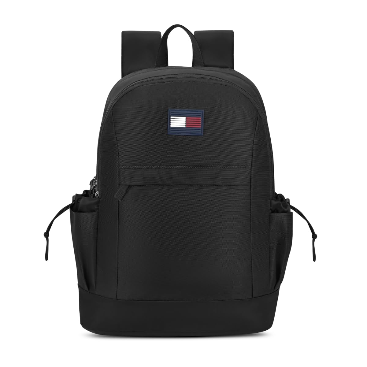 Tommy Hilfiger Professional School Backpack Stud - Black | Durable Water-Resistant Bag for Teens with Signature Metal Logo | 3 Compartments | Soft File Sleeve & Integrated Rain Cover | 30L Capacity