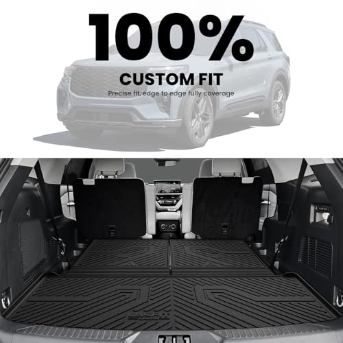 Image of LASFIT Cargo Mat for Ford Explorer 2020-2025 2026 Trunk & Backrest Liner | Custom Fit All Weather Protector Split Design Easy Installation Wash Trunk with Seatback Mat SUV Car Accessories, 1pc Black