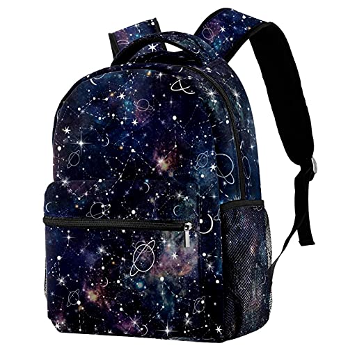 Sac à dos pour garçons et filles motif constellation ciel étoilé multicolore avec poches latérales