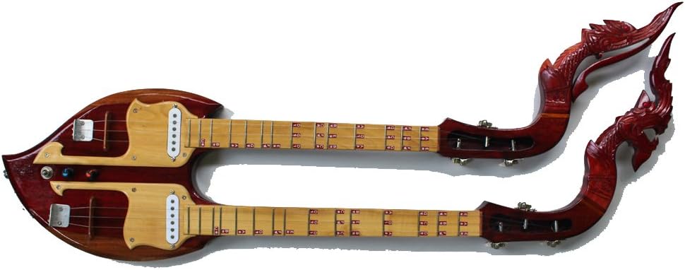 Isarn Electric Phin 3 Strings, Thai Lao Guitar Musical Instrument, Traditional Thai Musical Pin 11