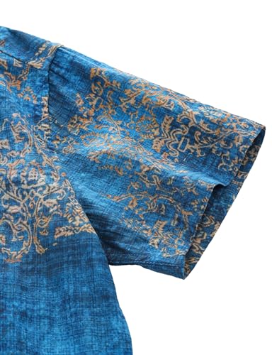 Floral Hawaiian Shirt for Men - Tropical Short Sleeve Button Down Shirts, Retro Cotton Casual Shirt for Summer4