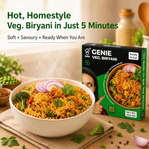Image of GENIE FOOD READY TO EAT VEG BIRYANI READY IN 5 MIN (pack of 2)