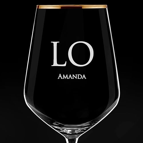 Miniatura 5 de Maverton Juego de 2 copas de vino personalizadas con borde dorado, par de copas para boda, para conocedores del vino, perfectas para parejas, copas