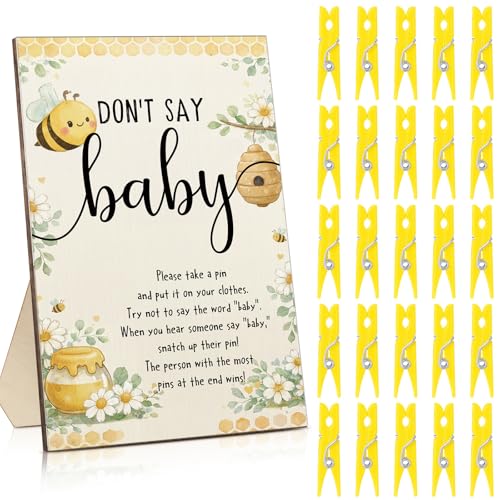 Baby Shower Games 100 Clothespins with 1 Don't Say Baby,Bee,Yellow by Unittype - Used condition - US$8.99