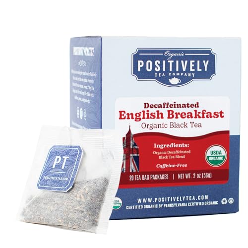 Image of Positively Tea, Organic Decaf English Breakfast Black Tea Bags, 20 Count