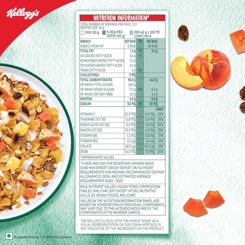 Image of Kellogg's Muesli Fruit Magic | 12 In 1 Power Breakfast | No Maida| No Palm Oil | India's No 1 Muesli | 500g (Pack of 3)